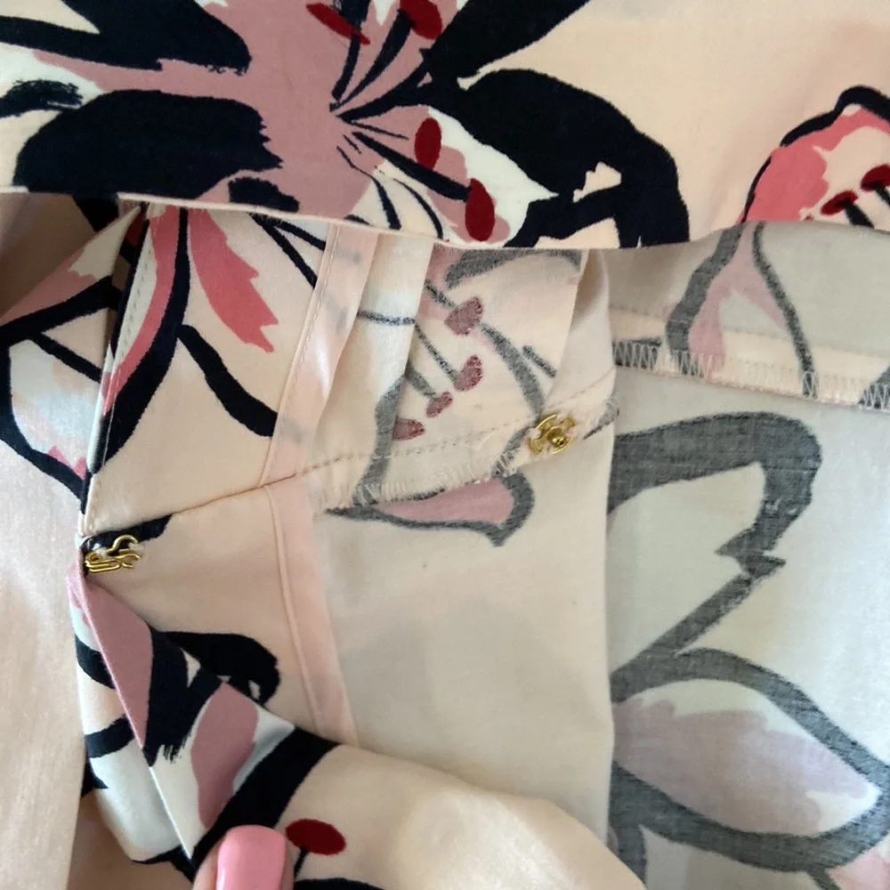 kate spade Cream Floral Wrap Dress with Pink and Black Accents